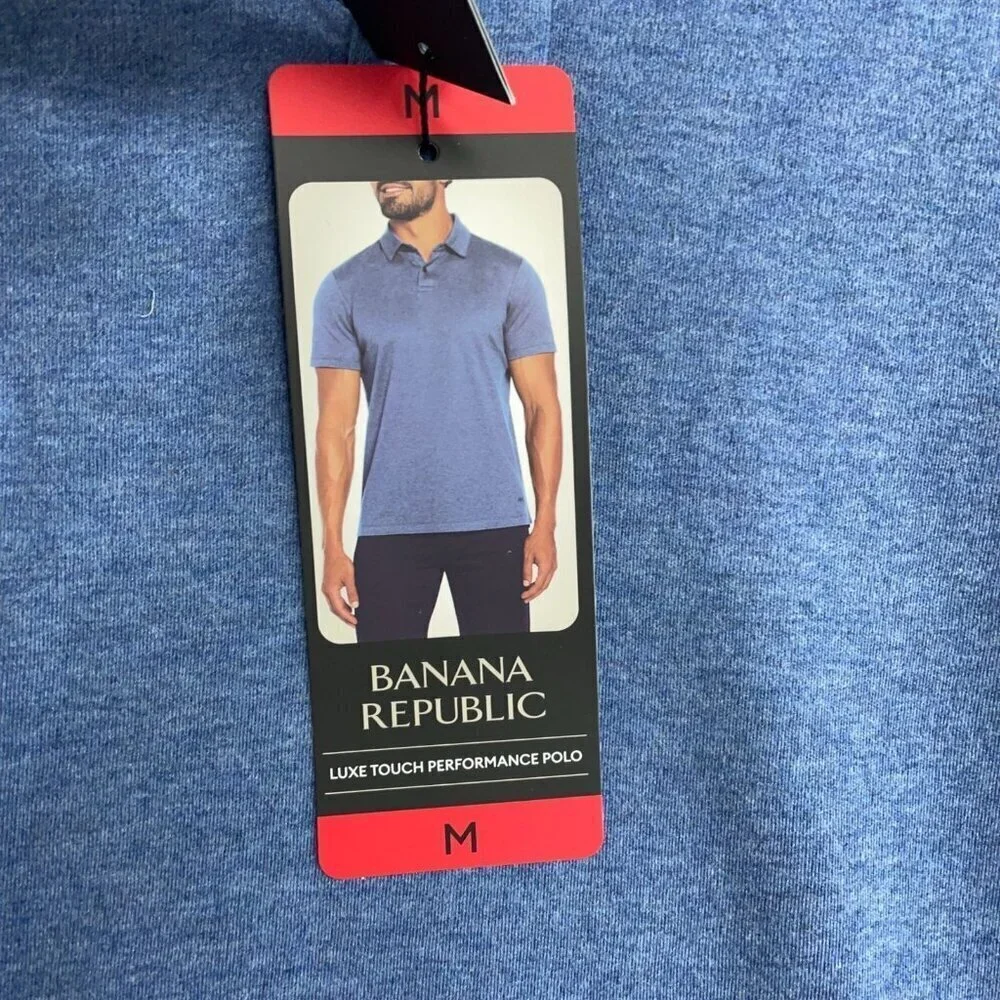 NEW Banana Republic Men's M Luxe Touch Performance Polo Shirt Blue